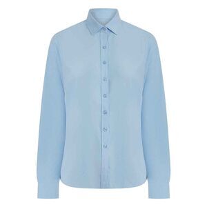 Henbury Womens/Ladies Cotton CoolPlus Long-Sleeved Formal Shirt / Light Blue